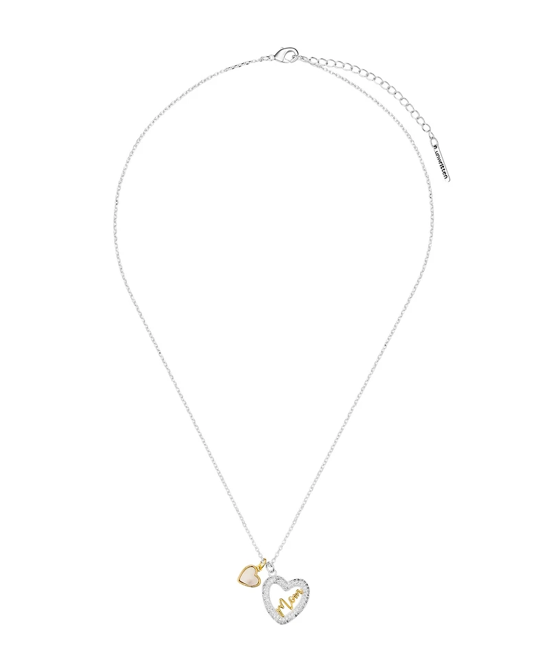 Unwritten Cubic Zirconia and Mother of Pearl Mom Open Heart Necklace