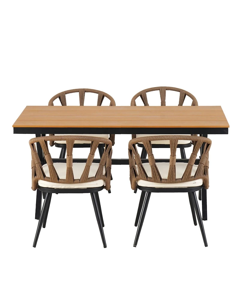 Streamdale Outdoor Pe rattan set, chairs & plastic wood table