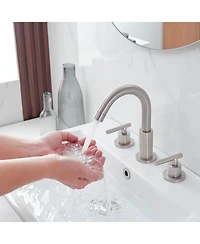 8 in. Widespread 2-Handle Mid-Arc Bathroom Faucet with Valve and cUPC Water Supply Lines in Brushed Gold