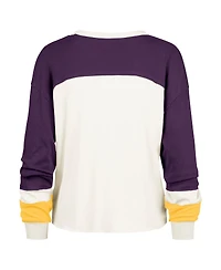 '47 Brand Women's Cream Lsu Tigers Double Header Curve Raglan Long Sleeve T-Shirt