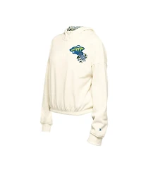 New Era Women's Cream Minnesota Wild Glam Game Quarter-Zip Cropped Floral Hoodie Pullover Top
