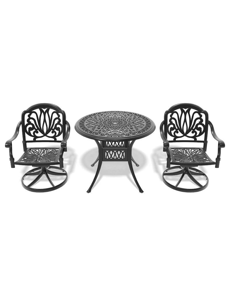 Streamdale 3-pc Cast Aluminum Dining Set, 2 Swivel Chairs & 35" Round Table