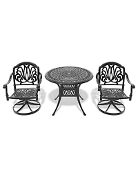 Streamdale 3-pc Cast Aluminum Dining Set, 2 Swivel Chairs & 35" Round Table