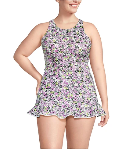 Lands' End Plus High Neck Racerback Midkini Top