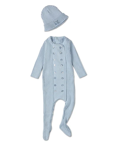 MeMoi Baby Girls 2 Piece Double-Breasted Sweater Rib Footie Set