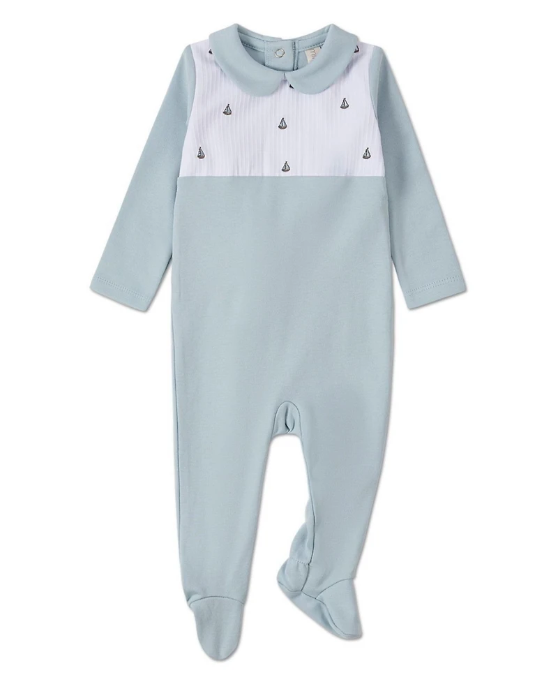 MeMoi Baby Boys "Sail On" Pintuck Footie