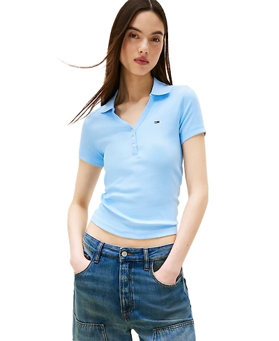 Tommy Jeans Women's Slim-Fit Ribbed Polo Shirt