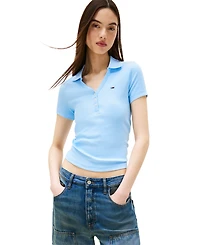 Tommy Jeans Women's Slim-Fit Ribbed Polo Shirt