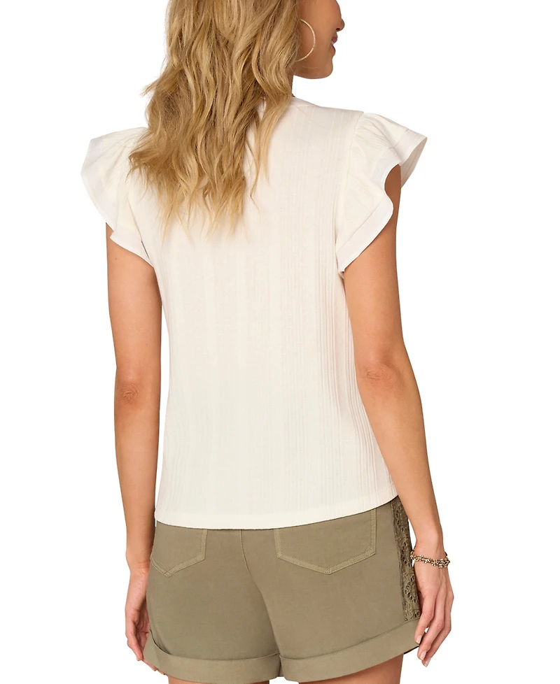 Democracy Women's Mixed-Media Flutter-Sleeve Top