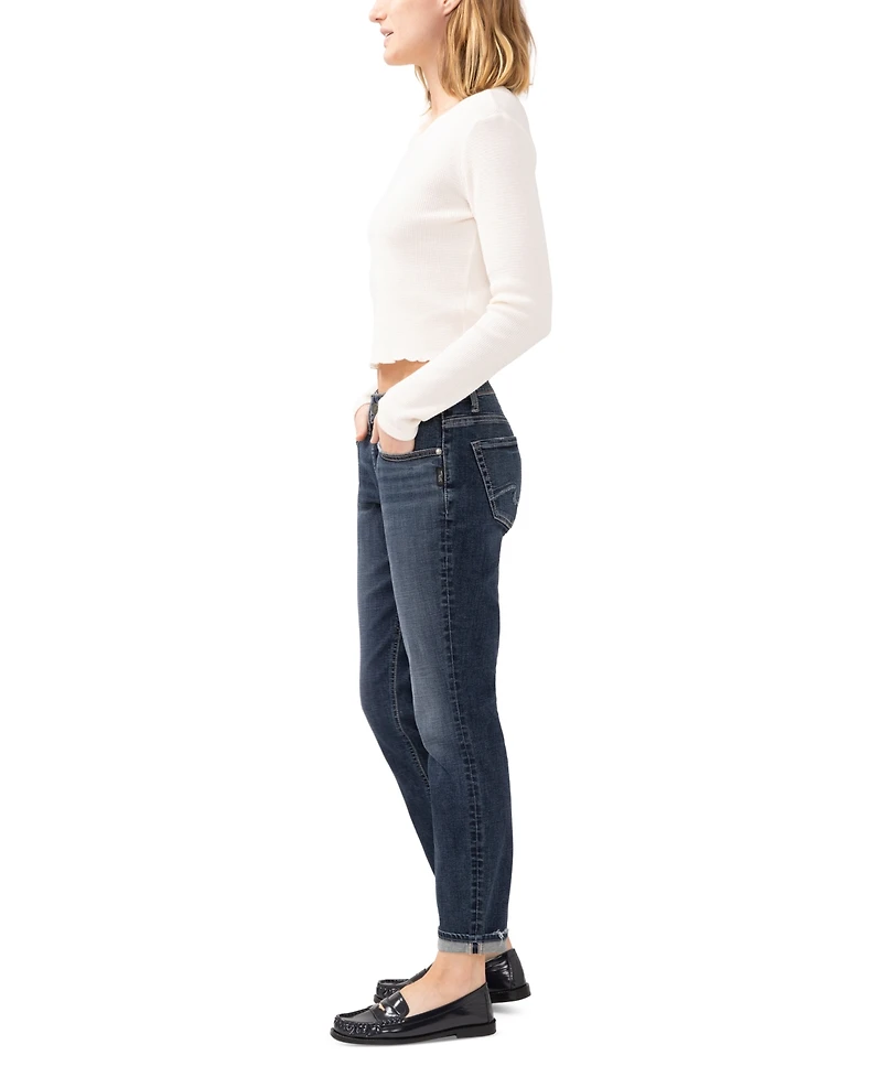 Silver Jeans Co. Women's Boyfriend Mid Rise Slim-Leg