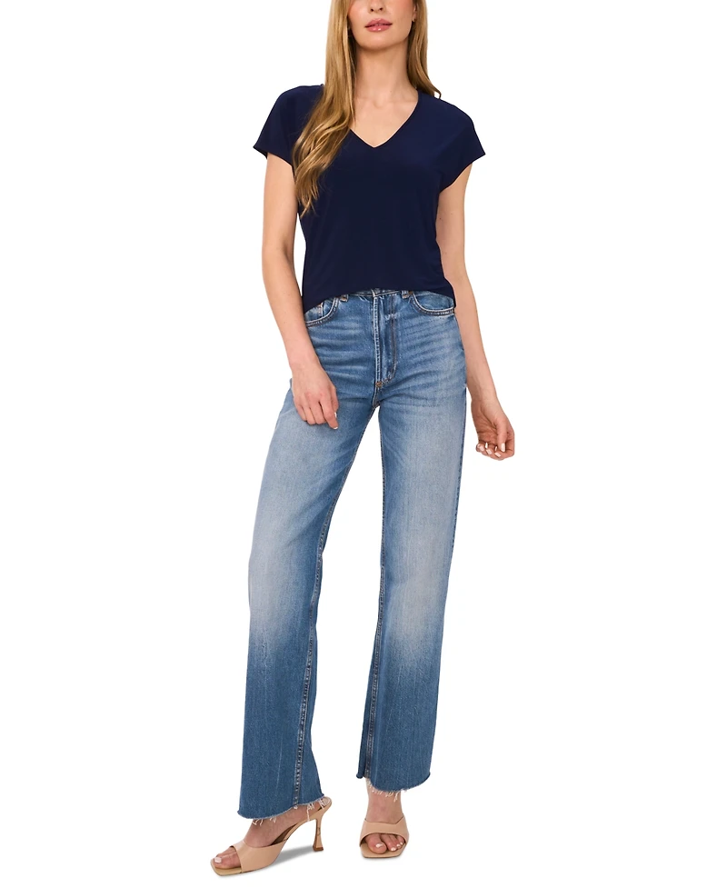 Sam & Jess Women's V-Neck Cap-Sleeve Top