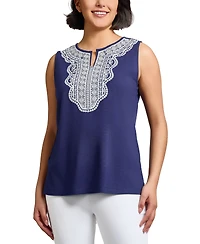 Jones New York Women's Textured Lace-Print Sleeveless Top