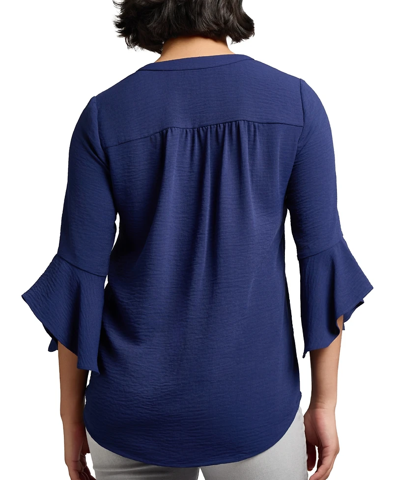 Jones New York Women's V-Neck Bell-Sleeve Blouse