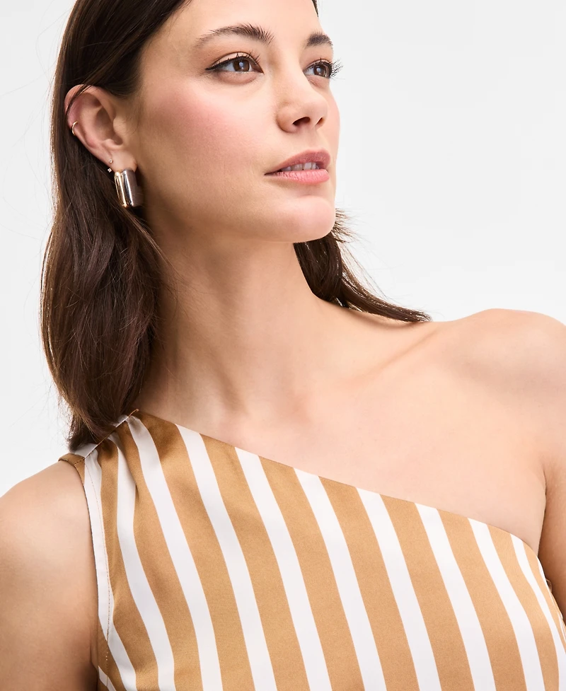 I.n.c. International Concepts Women's Striped One-Shoulder Top, Exclusively at Macy's