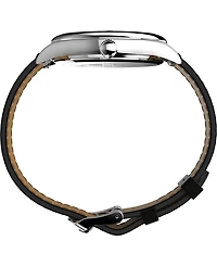 Timex Men's Analog Black Leather Strap Watch, 41mm