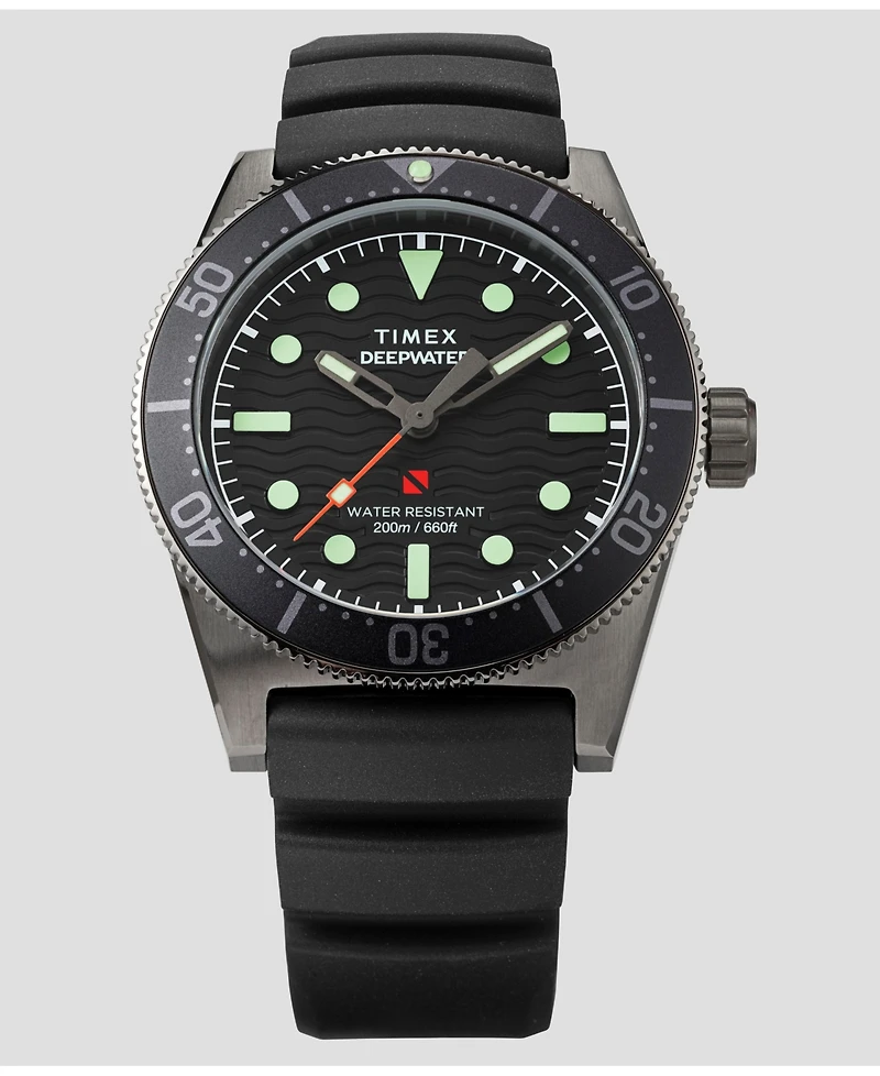 Timex Men's Analog Black Rubber Strap Watch, 41mm