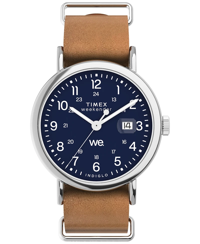 Timex Men's Analog Brown Leather Strap Watch, 40mm