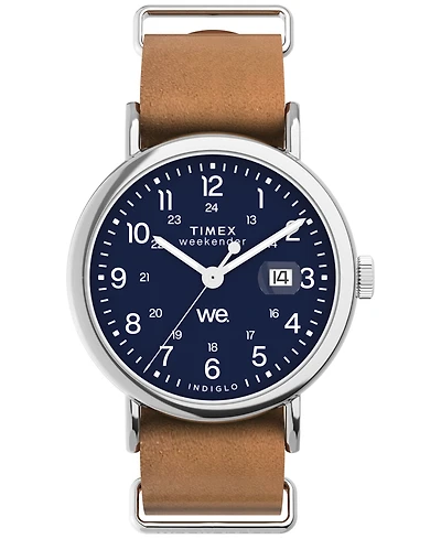 Timex Men's Analog Brown Leather Strap Watch, 40mm