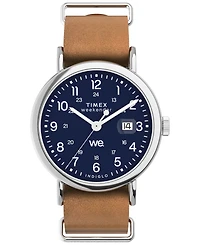 Timex Men's Analog Brown Leather Strap Watch, 40mm