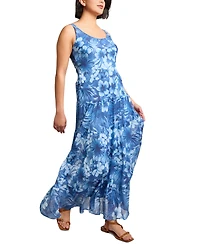 Jones New York Women's Printed Chiffon Scoop-Neck Maxi Dress