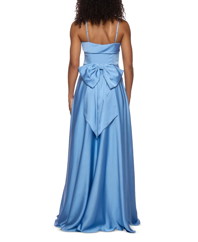 B Darlin Juniors' Satin Square-Neck Sleeveless Gown