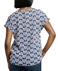 Jones New York Women's Shell-Print Button-Side Top
