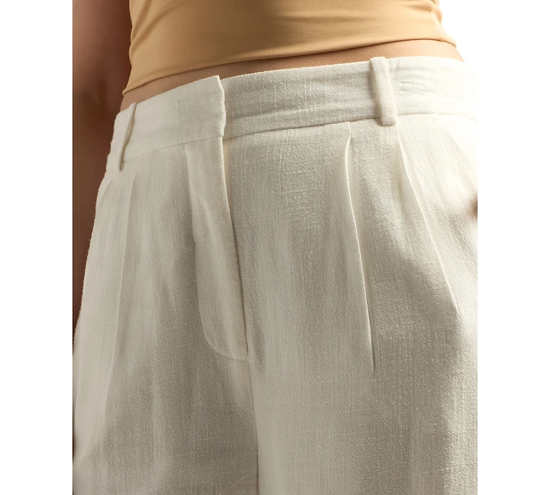 Bcx Juniors' Pleat-Front Mid-Rise Wide-Leg Pants