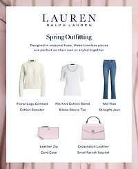 Lauren Ralph Women's Rib-Knit Cotton-Blend Elbow-Sleeve Tee