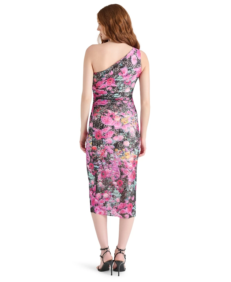 Steve Madden Women's Sacha Printed Lace One-Shoulder Sheath Dress