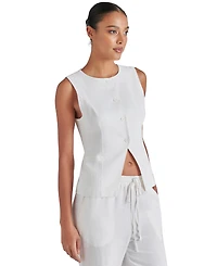 Steve Madden Women's Wesley Button-Front Linen-Blend Vest