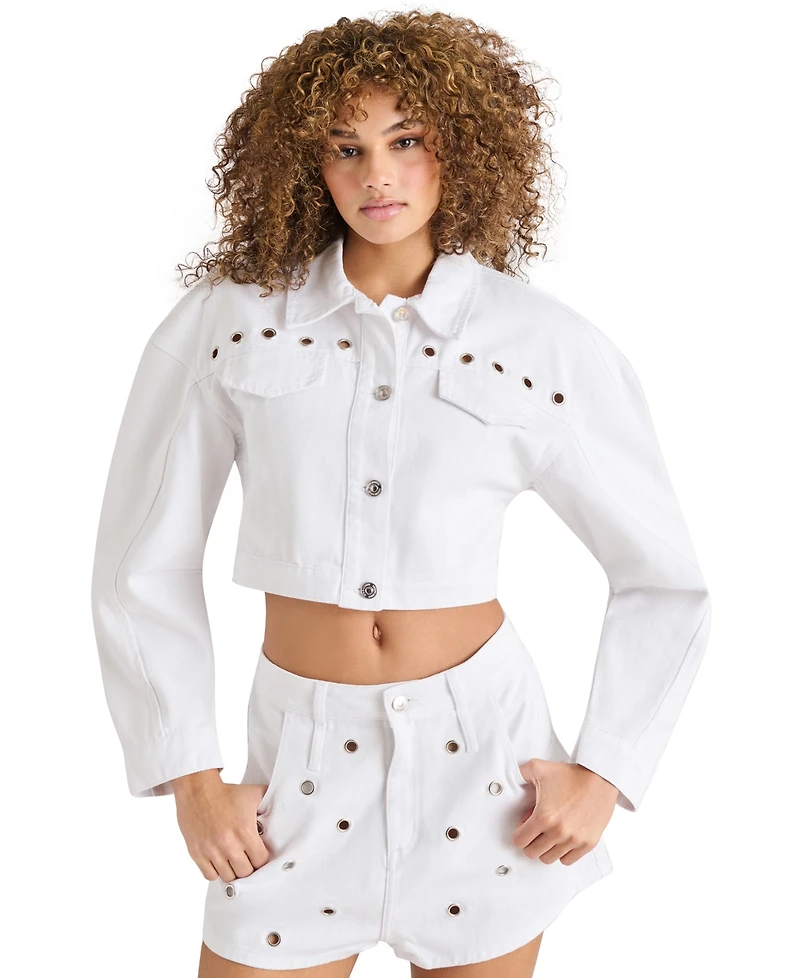 Steve Madden Women's Damiani Barrel-Sleeve Cotton Denim Jacket
