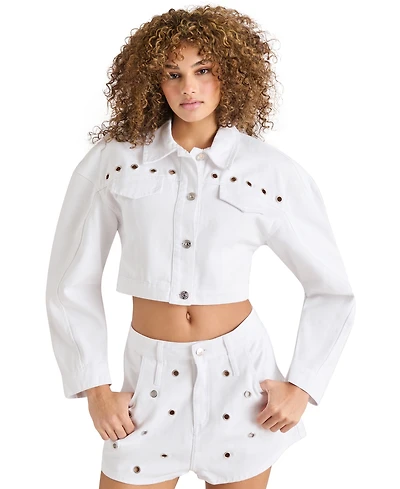 Steve Madden Women's Damiani Barrel-Sleeve Cotton Denim Jacket