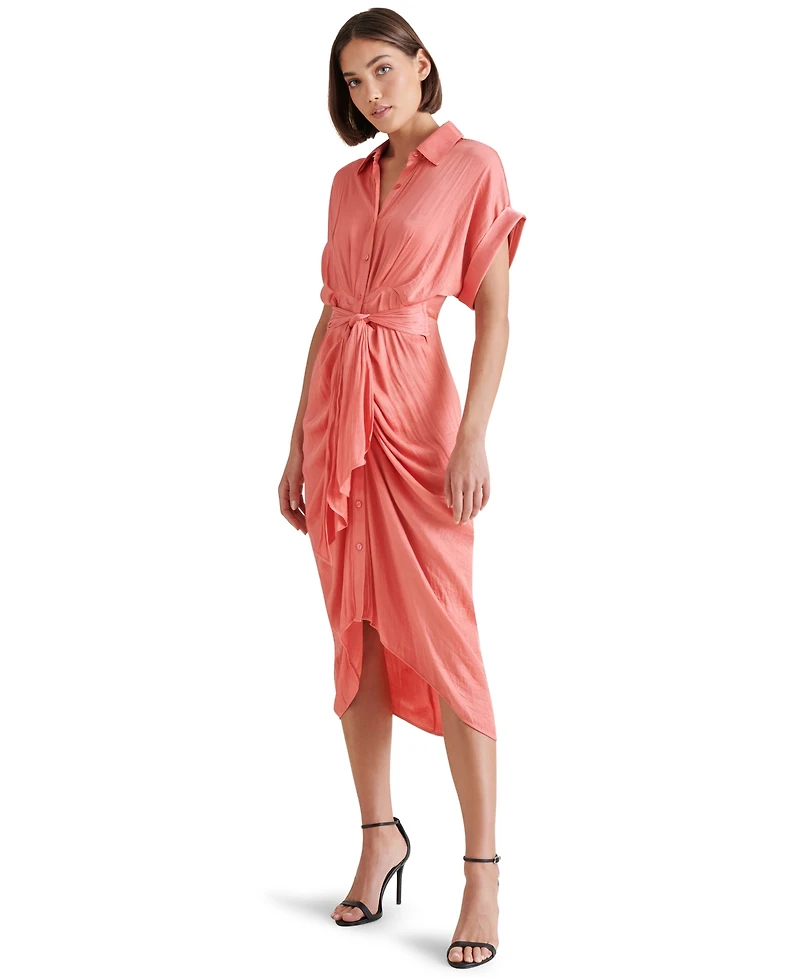 Steve Madden Women's Tori Tie-Front Midi Shirtdress