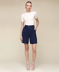 Avec Les Filles Women's Belted Linen-Blend Shorts