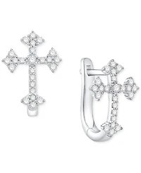 Diamond Cross Hoop Earrings (1/4 ct. t.w.) in 14k White Gold