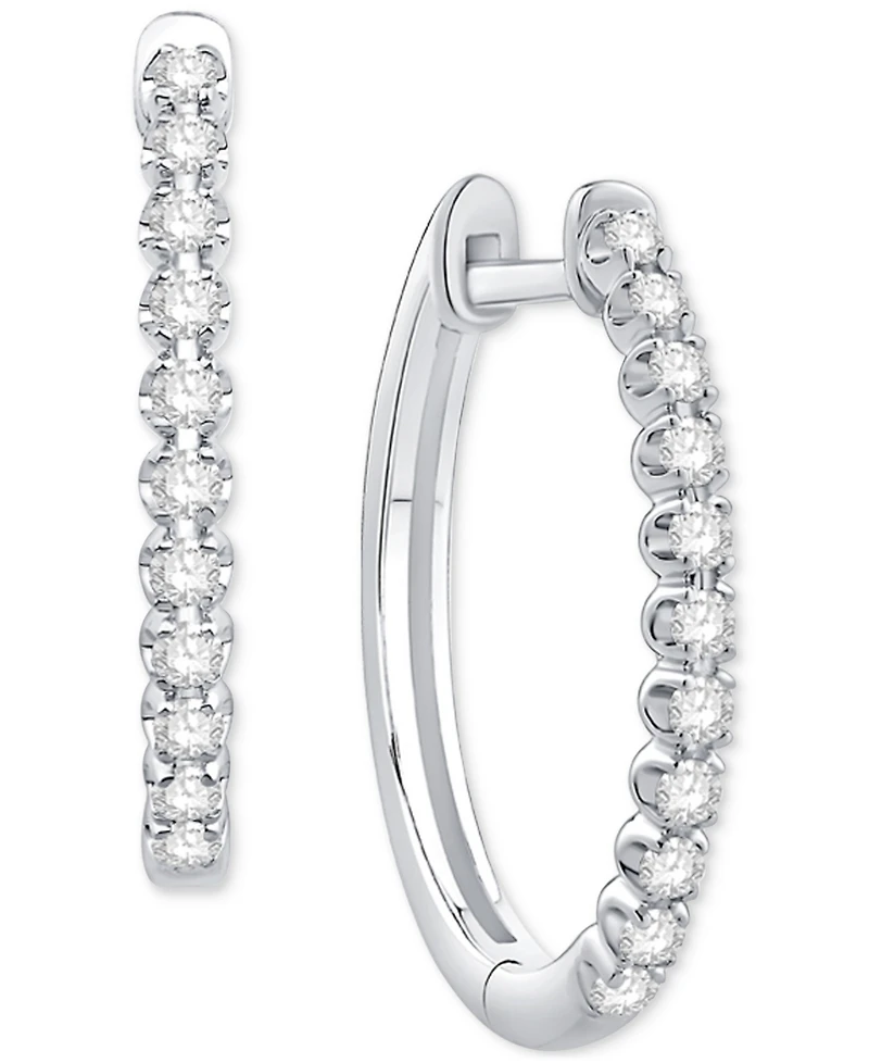 Diamond Small Hoop Earrings (1/3 ct. t.w.) 10k White Gold or Yellow