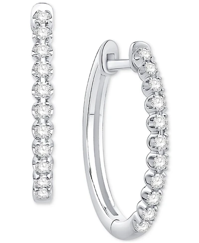 Diamond Small Hoop Earrings (1/3 ct. t.w.) 10k White Gold or Yellow