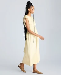 Kenneth Cole Women's Butter Yellow Ruched Tie-Shoulder Midi Dress