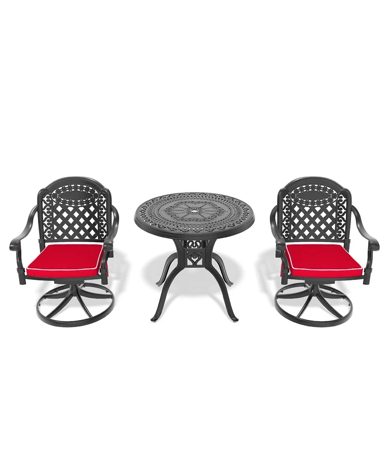 Streamdale 3-Pc Cast Aluminum Set, 2 Swivel Chairs & 31,5" Round Table