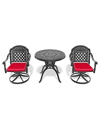 Streamdale 3-Pc Cast Aluminum Set, 2 Swivel Chairs & 31,5" Round Table