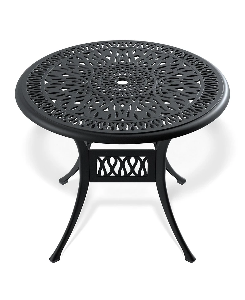 Streamdale 5-Piece Cast Aluminum Dining Set, 4 Swivel Chairs, 35" Round Table