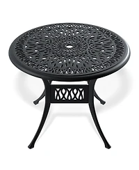 Streamdale 5-Piece Cast Aluminum Dining Set, 4 Swivel Chairs, 35" Round Table