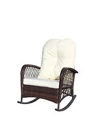 Streamdale Outdoor wicker rocking chair with cushion, Patio, garden, backyard, Beige