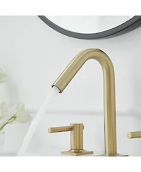 8 in. Widespread Double Handle High-Arc Bathroom Faucet Water-Saving With Drain Kit Brushed Nickel