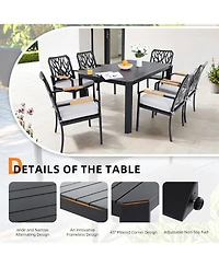 Streamdale 7-Pc Patio Dining Set, Aluminum frame, Sunbrella cushions, umbrella hole