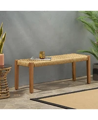 Streamdale Teak Brown Acacia & Faux Rattan Backless Garden Bench