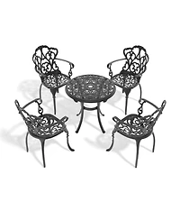 Streamdale 5-Piece Set Of Cast Aluminum Patio Furniture With Black Frame and Seat Cushions In Random Colors