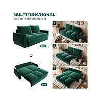 Streamdale 70.9" Convertible Sofa Bed with Pillow & Blanket, Green Velvet
