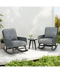 Streamdale Modern 3-piece gray rattan rocking chair set with table, Patio/balcony