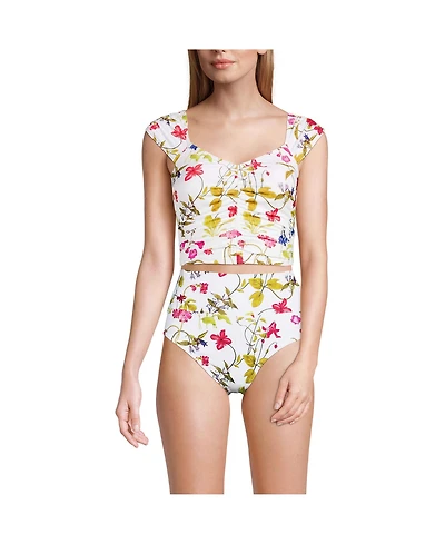 Lands' End Women's Ruched Cap Sleeve Midkini Top
